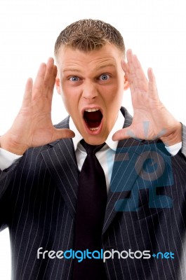 Businessman Yelling Stock Photo