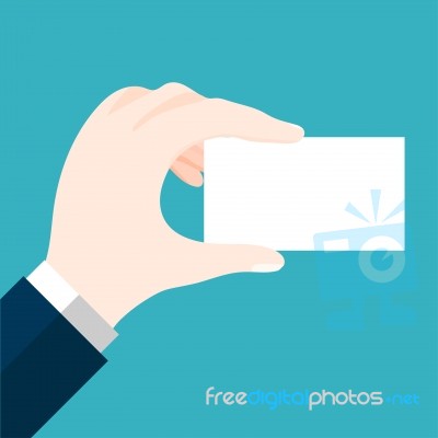 Businessmen Holding Blank Card- Flat Design Stock Image