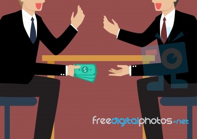 Businessmen Passing Money Under The Table Stock Image