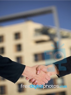 Businesspeople handshaking Stock Photo