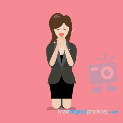 Businesss Woman Is On Her Knees And Prays To God Stock Image