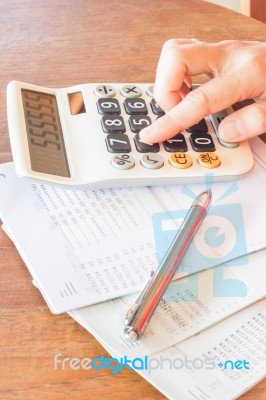 Businesswoman Checking Account Balance Stock Photo