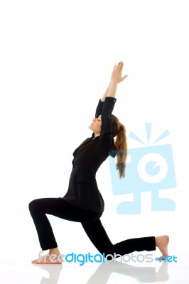 Businesswoman Doing Yoga Stock Photo