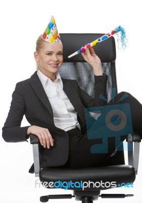 Businesswoman During A Party Stock Photo