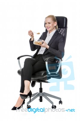 Businesswoman Having Lunch Stock Photo