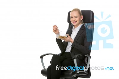 Businesswoman Having Lunch Stock Photo