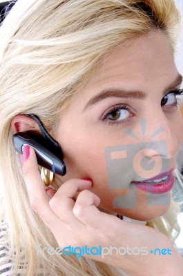 Businesswoman Holding Bluetooth Stock Photo