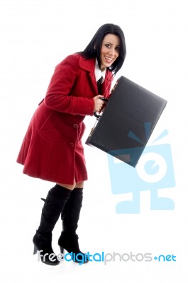 Businesswoman Holding Briefcase Stock Photo