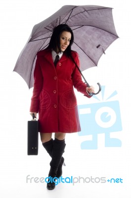 Businesswoman Holding Briefcase Stock Photo