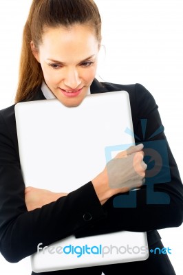 Businesswoman Holding File Stock Photo