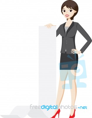 Businesswoman Is Holding A Presentation Paper Stock Image