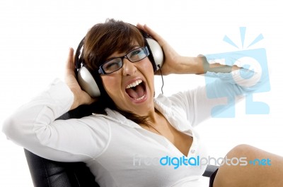 Businesswoman Passionate For Music Stock Photo