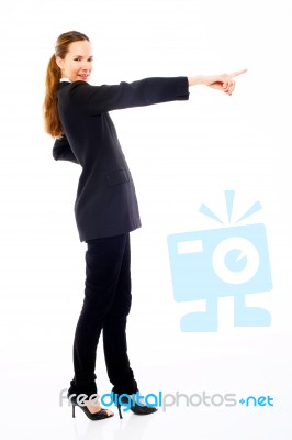 Businesswoman Point Out Stock Photo