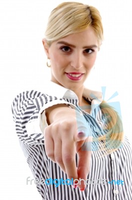 Businesswoman Pointing Stock Photo