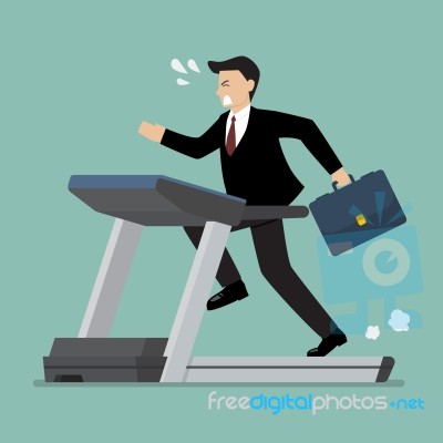 Businesswoman Running On A Treadmill Stock Image