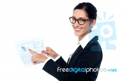 Businesswoman Sharing Annual Reports Stock Photo