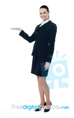 Businesswoman Showing Copyspace Stock Photo