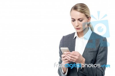 Businesswoman Staring Her Mobile Stock Photo