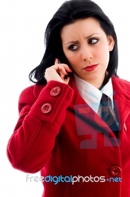 Businesswoman Talking Over Phone Stock Photo