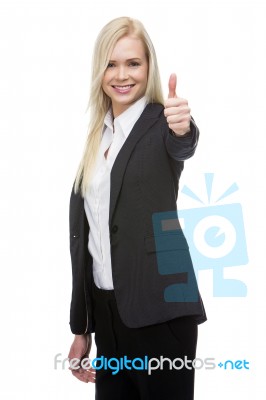 Businesswoman Thumb Up Stock Photo