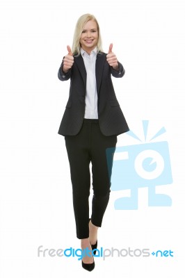 Businesswoman Thumbs Up Stock Photo