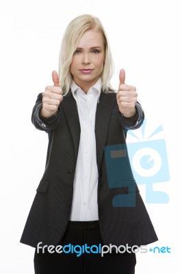 Businesswoman Thumbs Up Stock Photo