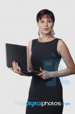 Businesswoman Using A Laptop Stock Photo