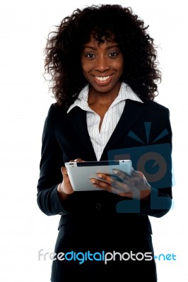 Businesswoman Using Tablet Pc Stock Photo