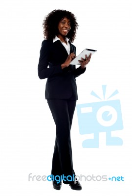 Businesswoman Using Tablet Pc Stock Photo