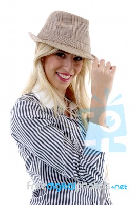 Businesswoman Wearing Hat Stock Photo