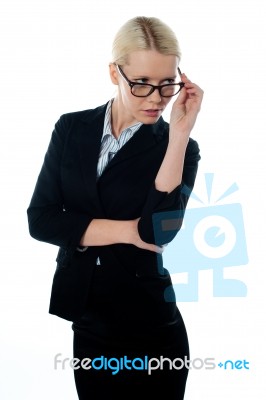 Businesswoman Wearing Specs Stock Photo