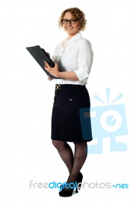 Businesswoman With A Document Folder Stock Photo