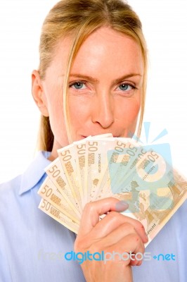 Businesswoman With Cash Stock Photo