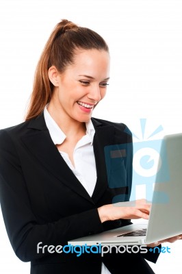 Businesswoman With Laptop Stock Photo