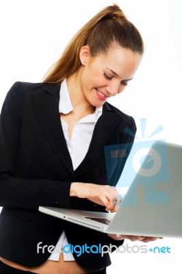 Businesswoman With Laptop Stock Photo