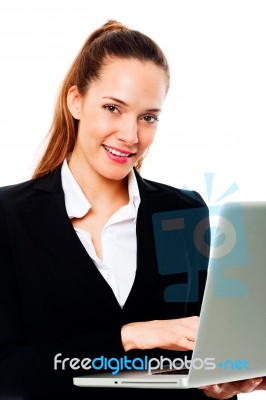 Businesswoman With Laptop Stock Photo