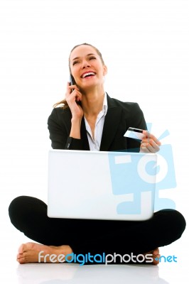 Businesswoman With Laptop Stock Photo