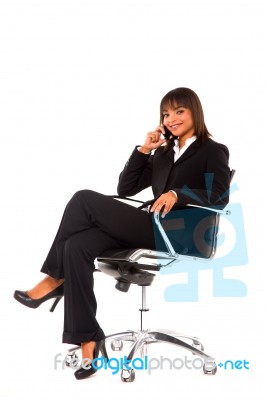 Businesswoman With Mobile Stock Photo