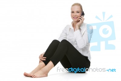 Businesswoman With Mobile Phone Stock Photo