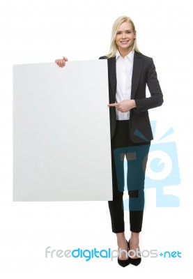 Businesswoman With Placard Stock Photo