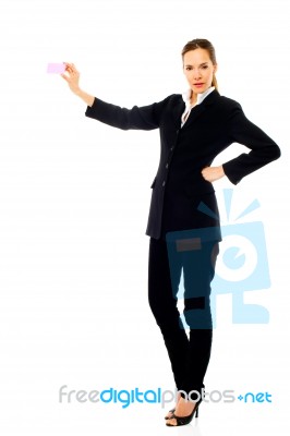 Businesswoman With Post It Stock Photo