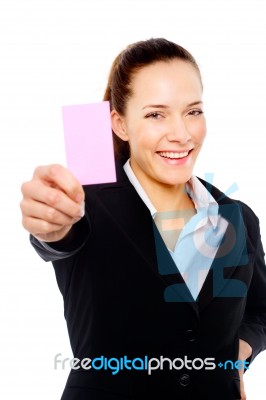 Businesswoman With Post It Stock Photo