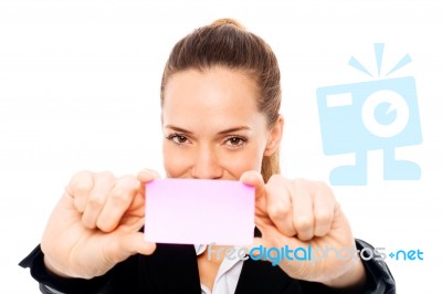 Businesswoman With Post It Stock Photo