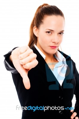 Businesswoman With Thumb Down Stock Photo