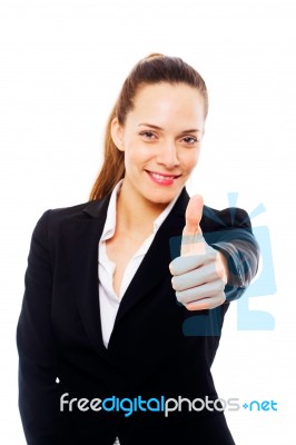 Businesswoman With Thumb Up Stock Photo