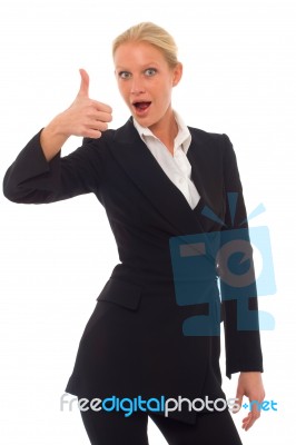 Businesswoman With Thumb Up Stock Photo