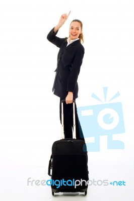 Businesswoman With Travel Bag Stock Photo