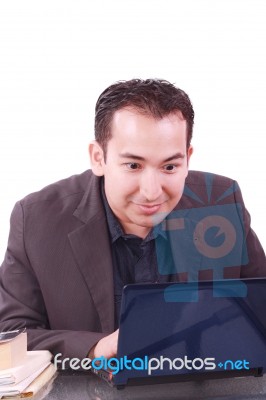 Businesswoman Working On Laptop Stock Photo