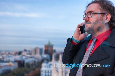 Bussines Man Talking By Phone Stock Photo