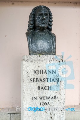 Bust Of Johann Sebastian Bach In Weimar Stock Photo